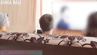 The girl risked a blowjob with a stranger on her couch, barely in time