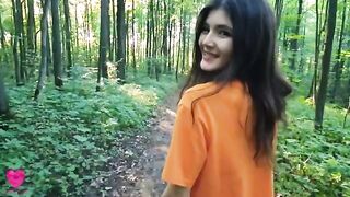 A hungry girl met a guy and got fed in the forest