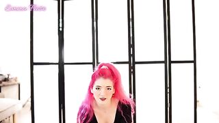 Pink-haired Emma Fiore does a sexy striptease dance on camera