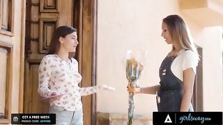 The owner of the flower shop wants to finger her crush, but she’s shy