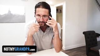 Horny teen Britt Blair gets spanked by strict stepgrandpa