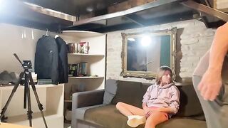 The girl was fucked by a guy with a huge cock at home