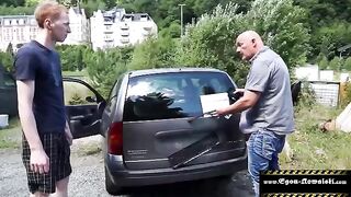 Outdoor group sex with German amateurs, featuring Egon Kowalski's daring style