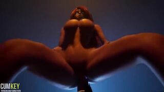 A girl with perfect big boobs is fucking with a big cock monster