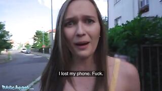Stacy Cruz exposes her perfect boobs in the street for cash with Public Agent