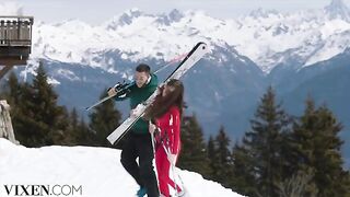 A ski bunny named Sonya is having passionate sex right in the Alps