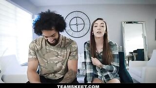 Petite girl Dani Blu fucked in crazy positions by her boyfriend, showcasing her flexibility