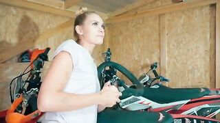 The hottie was fixed after repairing the motorcycle