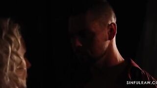 The wife cheats on her husband and gets caught in the act, captured in a provocative pose