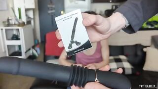 A super cute girl is trying out a new sex toy from Lovenote