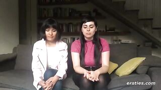 Two hot lesbian friends have a passionate sex session with a strapon