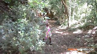 African girls in a steamy lesbian homemade sex experiment with pussy eating train threesome