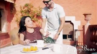 Anissa Kate, busty brunette, enjoys a passionate holiday with a well-endowed companion