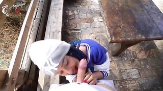 A sexy girl is fucking with her boyfriend in nature, making a home sex video