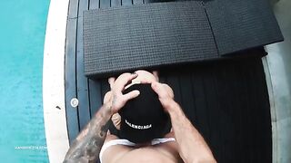 Sloppy blowjob, titfuck and hard doggyfuck with a creampie finish