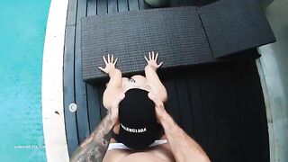 Sloppy blowjob, titfuck and hard doggyfuck with a creampie finish