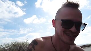 We met two girls on the beach and fucked them in a risky spot