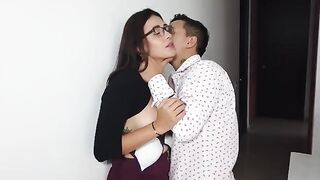 My clumsy girl is giving herself an election to her boss