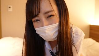A girl in a sailor suit jerks the guy’s cock