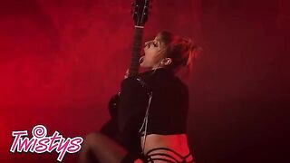 Blonde Babe Angel Youngs in Red Lingerie for Sensual Solo Poses