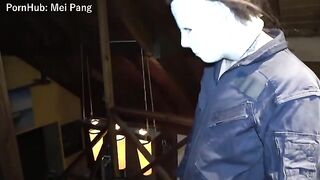 A girl in a Halloween costume was caught and fucked hard by a stranger