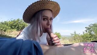 A girl is having fun with a stranger in the outdoors, exploring new thrills