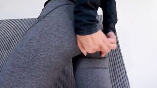 This ass is the best nozzle on my dick! - Hot brunette in tight leggings gets fucked hard