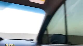 Cute girl fucks in the car in the parking lot