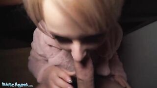 Public Agent Short hair blonde teen with soft natural body picked up at the bus stop for cash