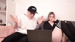 The beautiful girl won a blowjob as compensation for a dispute