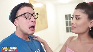 Hot Indian British model licks cum from dork’s glasses