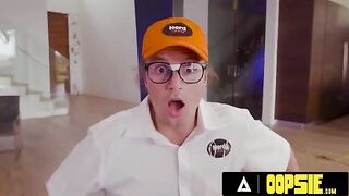 Jewelz Blu seduces tech nerds to fix her TV, leading to a wild FFM threesome
