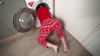 A step mom got stuck in the washing machine and had to be taken out by a step son