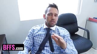 Office sluts Sami Parker, Sarah Banks, and Danni Rivers get fucked by their boss’s stepson