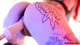 Machine for fucking with a hot girl Marseline, who loves to masturbate