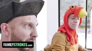 Two women, Rosalyn and Brooklyn, got their cunts full of cock on Thanksgiving
