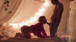 A couple engaged in passionate, homemade sex with a rough finish
