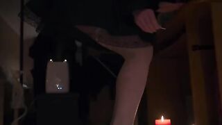 Footjob and cumshots with white nylon stockings