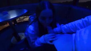 Romantic evening in the park ended with a hot blowjob and cum shot