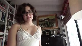 A shy girl with glasses seduces her stepfather for sex
