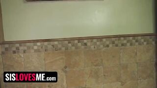Pervert guy caught his stepsister Natalie Porkman rubbing her pussy with a pillow