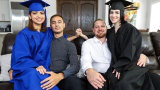 Step dad educates his step daughters Hazel Heart and Remi Jones in a special way