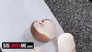 Curvy step sister Dana Wolf seduces stepbro in the kitchen