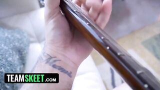 Two step sisters Demi Sutra and Evelin Stone share their boyfriend's big cock