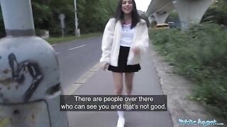 Petite teen nearly gets hit by taxi, has sex instead