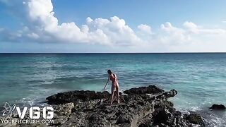 Petite girl fucked on a naked beach