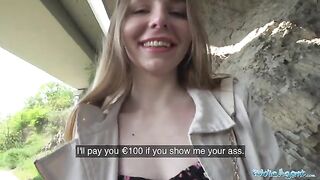 Long haired Ukrainian babe talked into outdoor sex for money