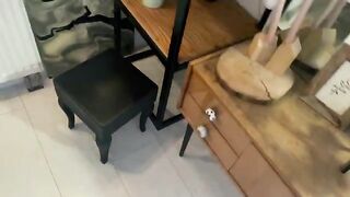 The guy's cum was swallowed by a cute baby in full view