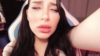 A young gamer girl cheats on her BF with a stepbrother in a steamy scene
