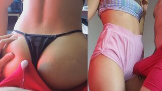 Couple enjoys dry sex and comes in their underwear, very hot!